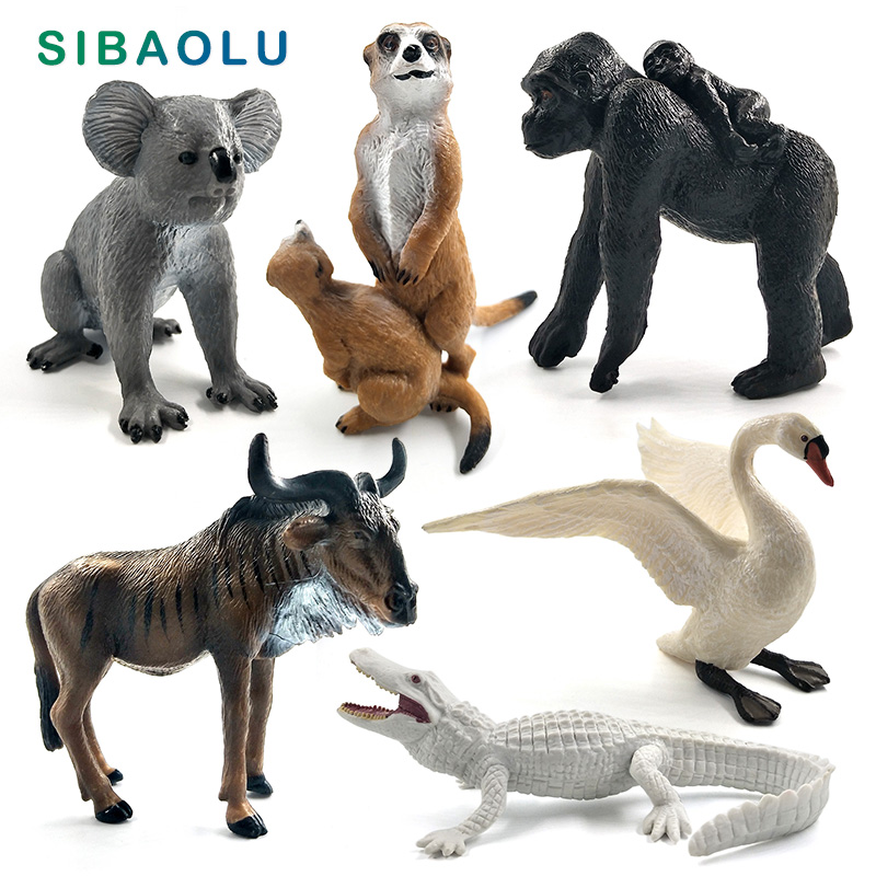 Chimpanzee Panda Crocodile blanc Koala | Modèle d'animal en forme de cygne, décoration de maison, accessoires de décoration féerique de jardin