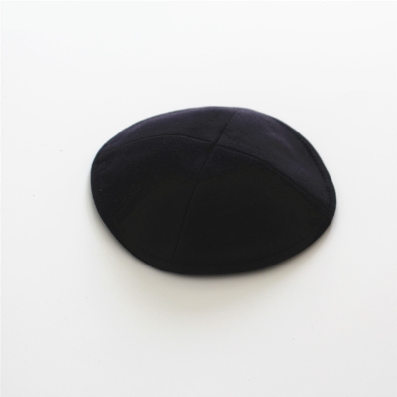 Sort kippah jødisk solid beanie hat 16cm kipot kippot jødisk kasket