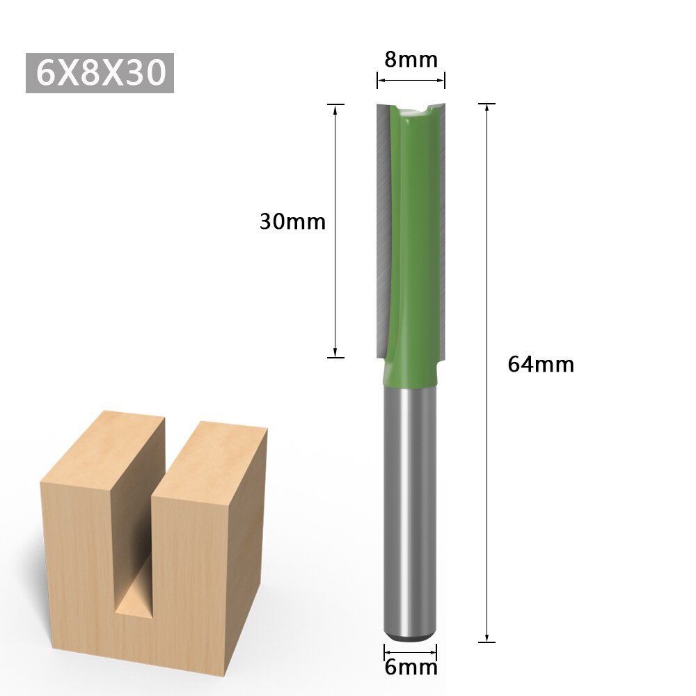 1-7pcs 6mm 1/4 inch Shank Single Double Flute Straight Bit Milling Cutter for Wood Tungsten Carbide Router Bit Woodwork Tool: 6X8X30