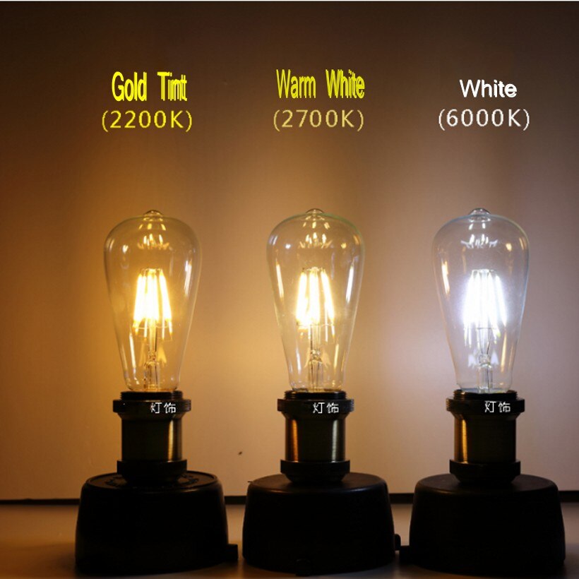 Vintage LED Bulb Edison Light ST64 A60 A19 G80 G95 G125 Ball BUlb Gold Tint E27 2W 4W 6W 8W Lights Super warm Dimmable
