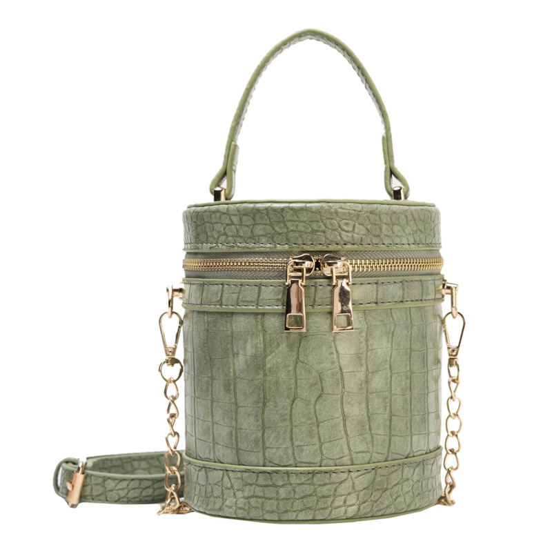 Stevige cilindrische pu leren ketting schoudertas voor dames crossbody tassen voor dames portemonnees en handtassen sac femme