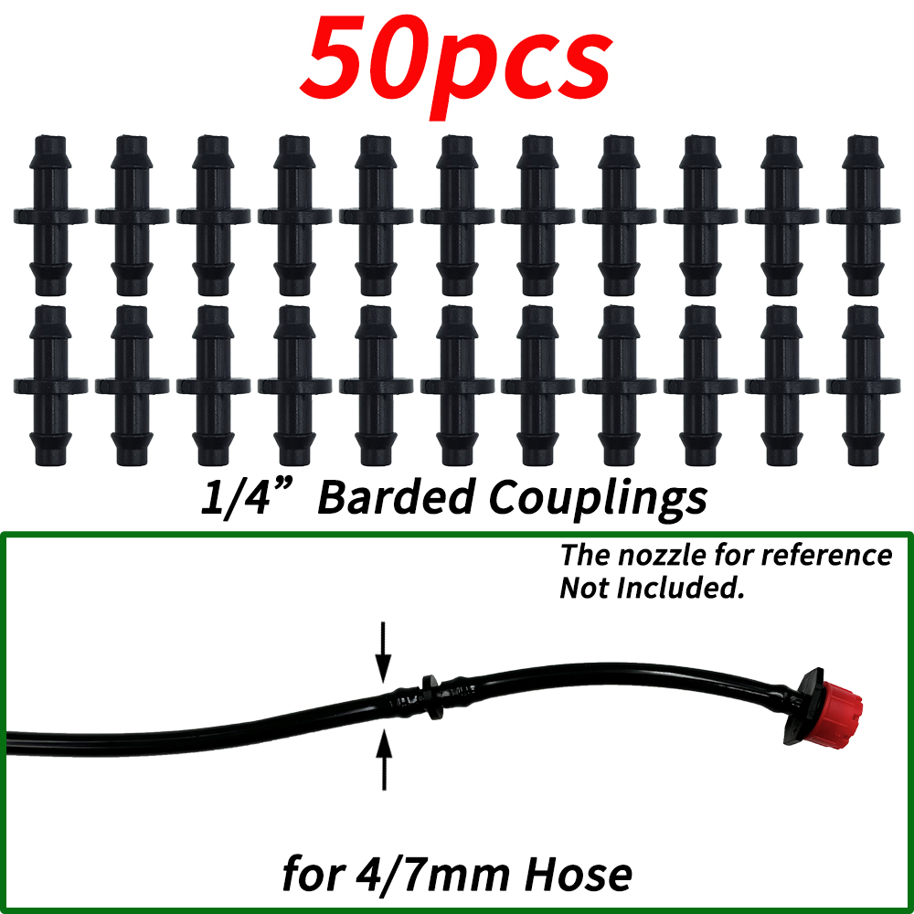 Garden Water Connector Drip Irrigation for 1/4'' & 1/8'' Tubing Hose Accessories Joint Barbed Tees Cross Eng Plug Adaptors: Light Grey