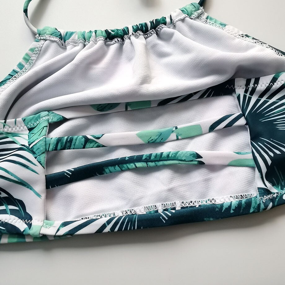 Pige badetøj badedragt børn høj hals teenage pige bikini sæt tropisk plante pige badedragt 2 stykke børns badetøj