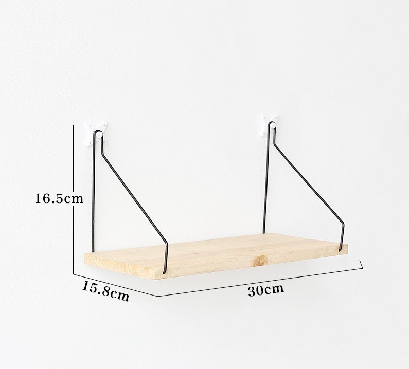 Metal Solid Wood shelf Bracket Support Wall Mounted Storage Rack Home Accessory 30/40/50cm 1pcs: Small 30cm Wooden