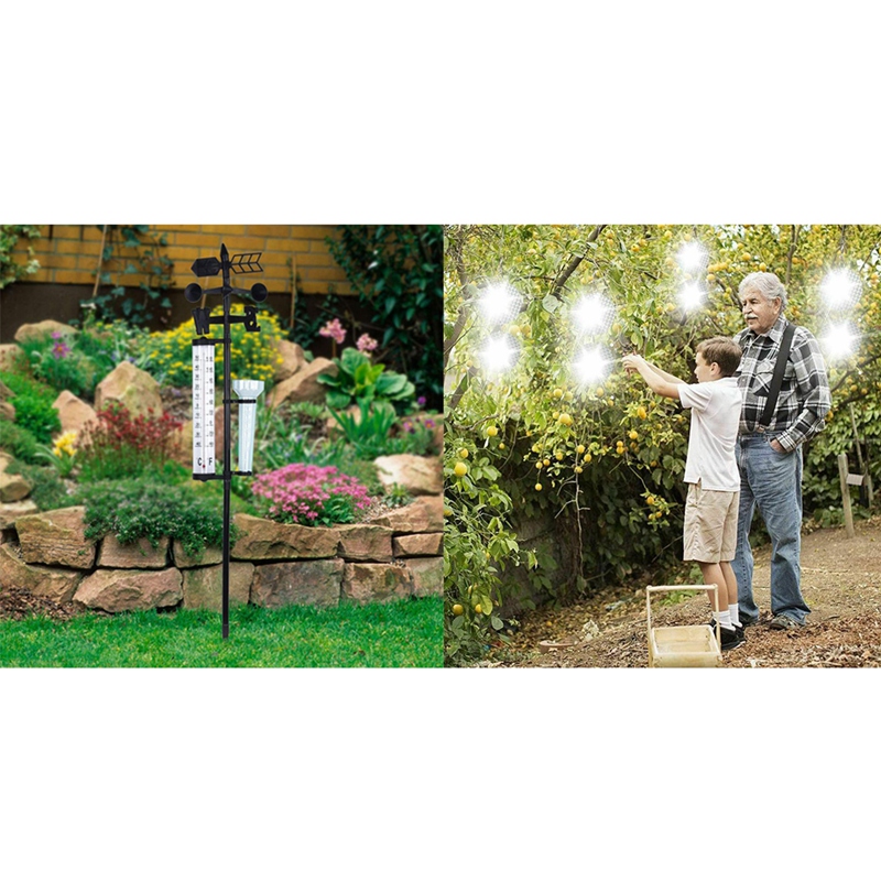 Garden Weather Station, Weather Station Rain Gauge with 16PCS Reflective Bird Scare Discs