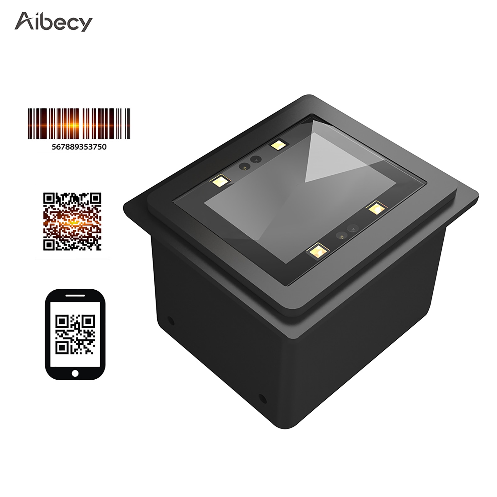 Aibecy Embedded Barcode Scanner Self-Induction 1D/2D/QR Bar Code Reader Module Scanner USB Connection Windows Mobile Payment