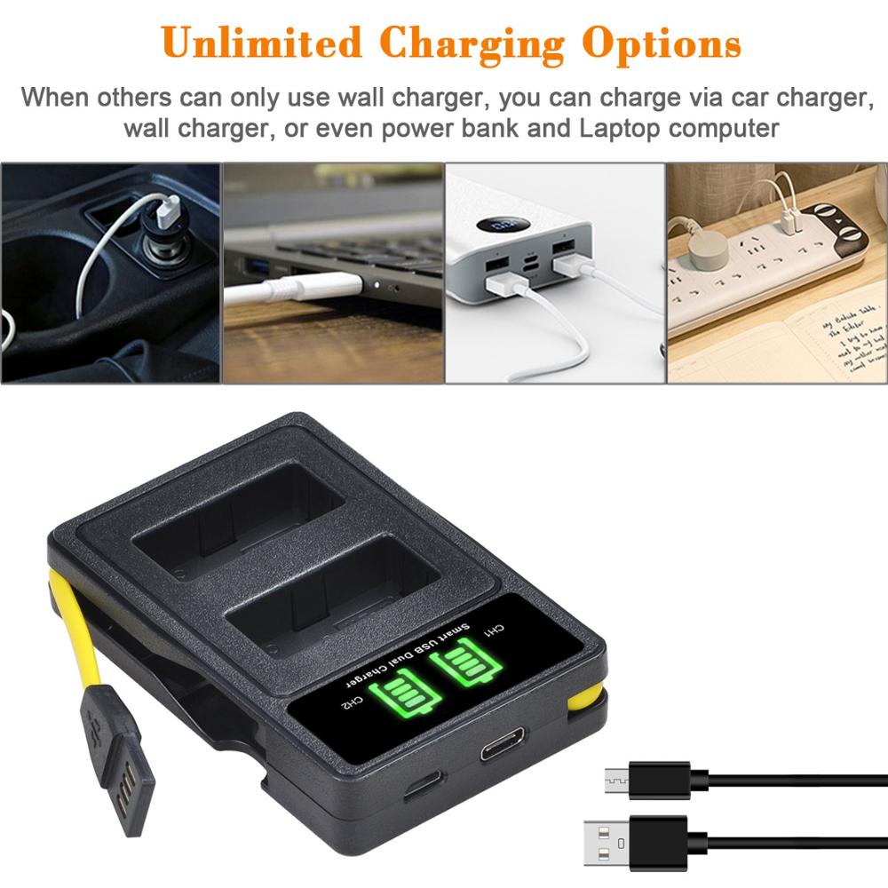 Kit de 2 batteries LP-E17 LP E17 LPE17 et chargeur avec Port de Type C pour Canon EOS 200D M3 M5 M6 750D 760D T6i T6s 800D 8000D Kiss X8i