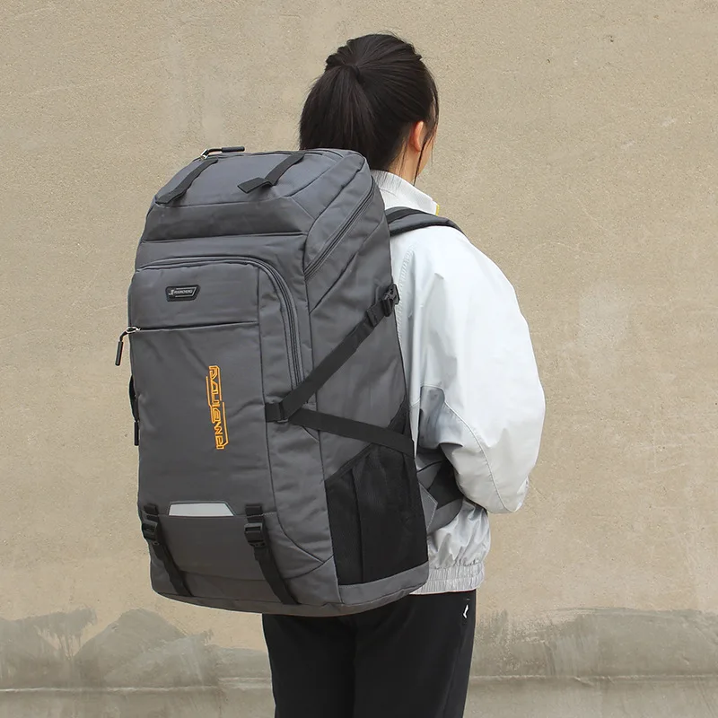 60L/80L Two Sizes Travel Backpack Men Women Large Capacity Outdoor Luggage Bags Student Laptop Bag Camping Rucksack backpacks 가방: Khaki