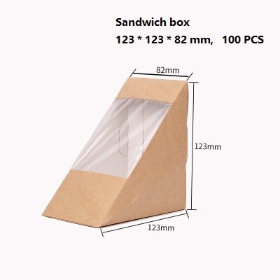 Kraft Paper Sandwich Box Triangle Paper Box Open Window West Point Bakery Food Packaging Packing Box: 2