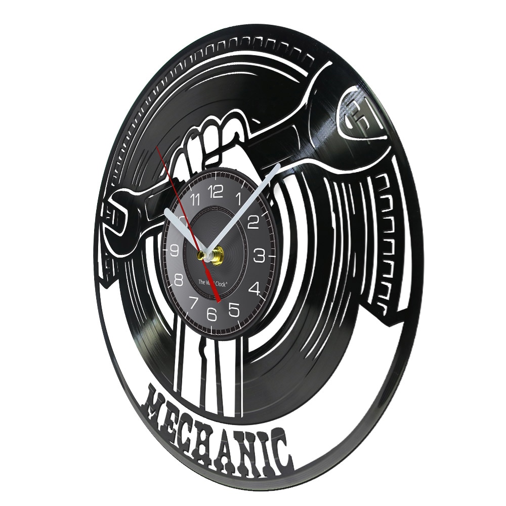 Reloj de pared de vinilo decorativo para garaje, herramientas mecánicas modernas, decoración para coche, llave inglesa, reloj de pared, para reparador