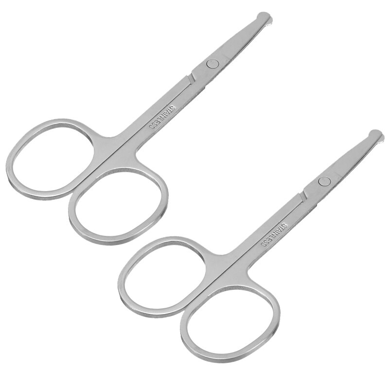 Nasal Hair Scissors Rounded Curved Safety Stainless Steel Portable Vibrissa Scissors Nose Hair Trimmer Eyebrow Scissors Makeup: two