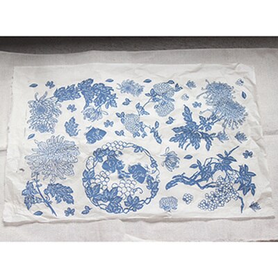 Underglasur farve blå og hvide mærkater diy håndværk overførsel papir keramik farver figur blomsterpapir: 1
