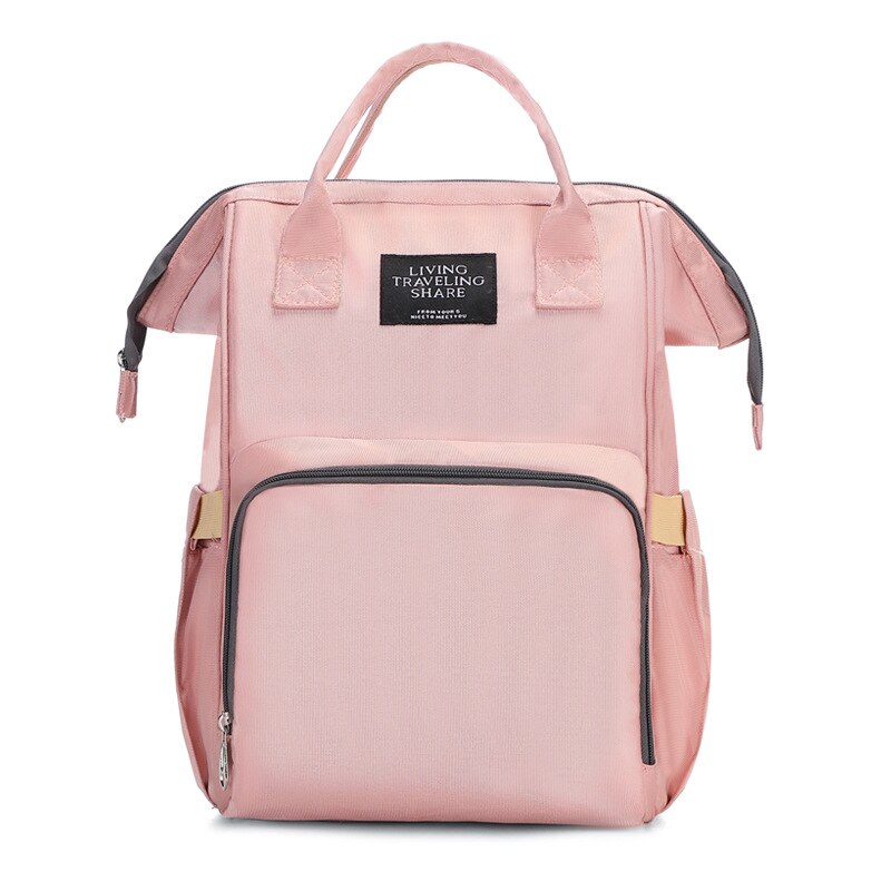 Multi-Functionele Canvas Mummie Zak Mom Verpleging Reizen Baby Zuigfles Aiaper Rugzak Grote Capaciteit Contrast Kleur Mother': Pink