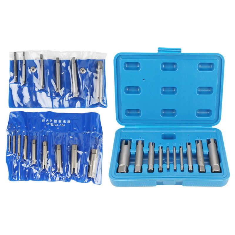 6pcs/9pcs/10pcs Tap Extractor High Speed Steel Broken Head Taps Remover Stripped Screw Tap Extractor Set