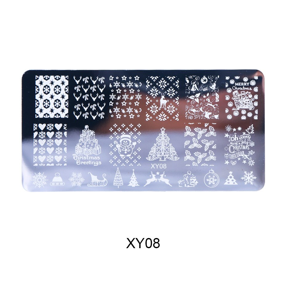 1 stk jule nail art stempling plater snøflak bokstaver blader negle stempel maler polish sjablonger manikyr trxy 01-08: Xy08