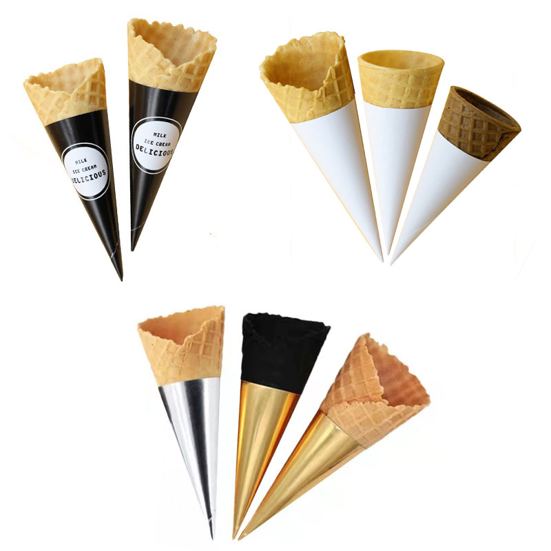 1000pcs Ice Cream Cone Holder Cover Disposable Cones Tray Paper Sleeve DIY Home Summer Party Supplies for Kids