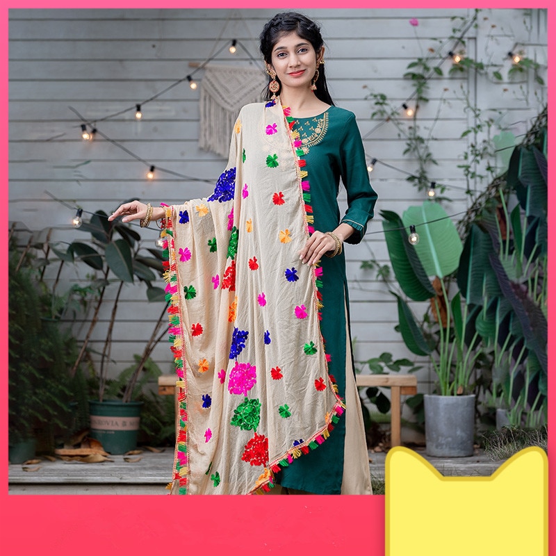india etniske stiler dame brodert saree chiffong sjal vakker stor flerfarget hijab komfortabel kvinne hijab skjerf