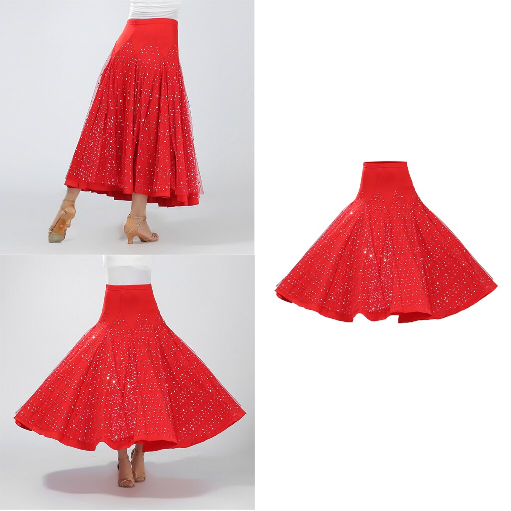 Gonna lunga da valzer con paillettes Costume moderno Standard Flamenco da ballo