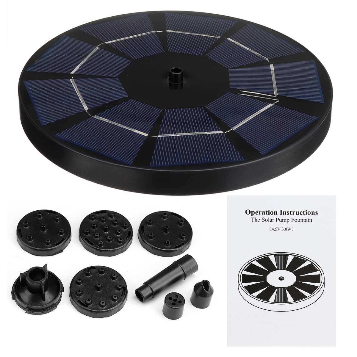 1200 mah batteri solfontene flytende hage vannfontene bassengdammen dekorasjon soldrevet 4.5v 3w fontene vannpumpe