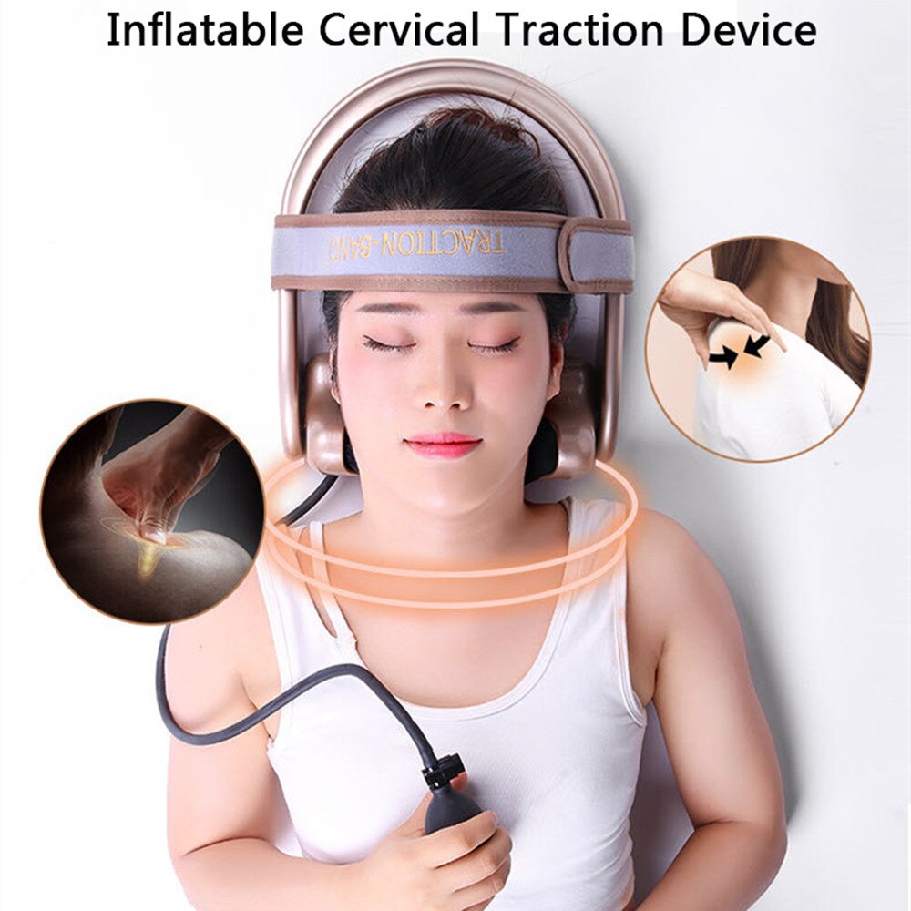 Cervical Neck Traction Device Chronic Neck Pain Relief Muscle Relax Pillow with Air Massager Neck Curve Correct Neck Stretcher