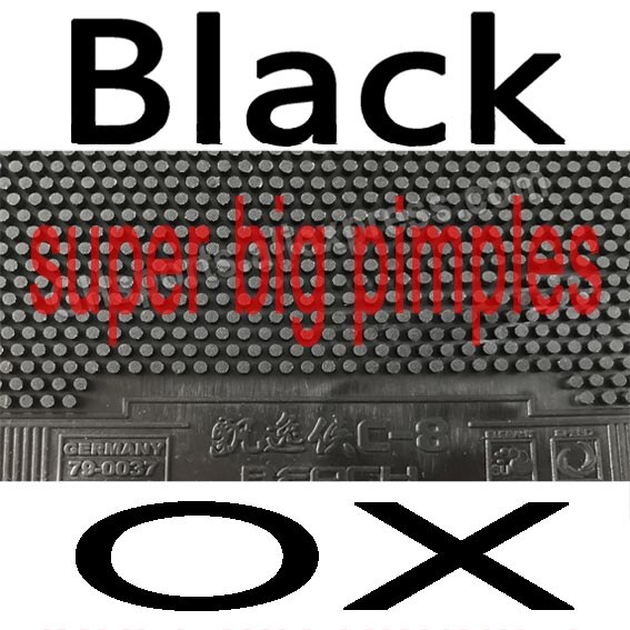 REACH C8 Table Tennis Rubber (super big pimples, normal ) Pips-long Ping Pong Rubber Topsheet OX: Black CD OX