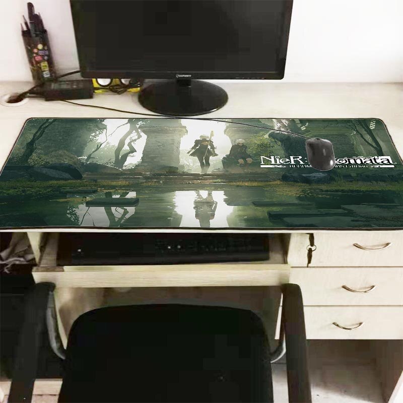 Alfombrilla Mairuige Nier Automata para ordenador, alfombrilla de ratón para gamers de 90x40cm, alfombrilla de ratón a la de gran bloqueo en los bordes, alfombrillas para escritorio de oficina