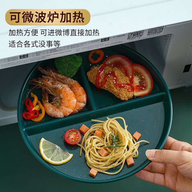 Round Plastic Dinner Plates Compartment Plate Cake Tray Fruit Snack Separete Bowl Quantitative Plate Food Dishes Kitchen Tool