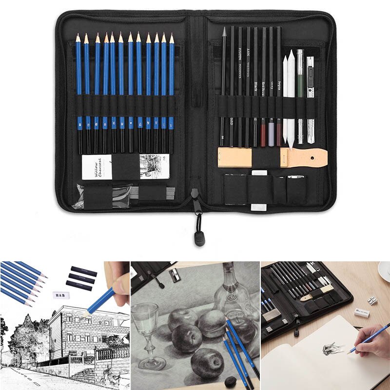 40pcs Set Sketching Pencils Drawing Sketch Kit Graphite For Artist Engineering UY8