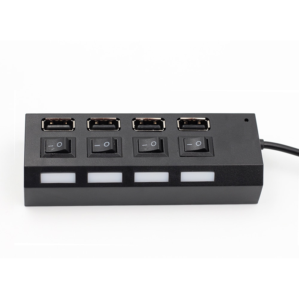 GOOJODOQ 4 Port Mini USB Hub 2.0 USB Splitter Adapter Portable USB 2.0 Hub 480 Mbps LED On/Off Switch For PC Laptop High Speed