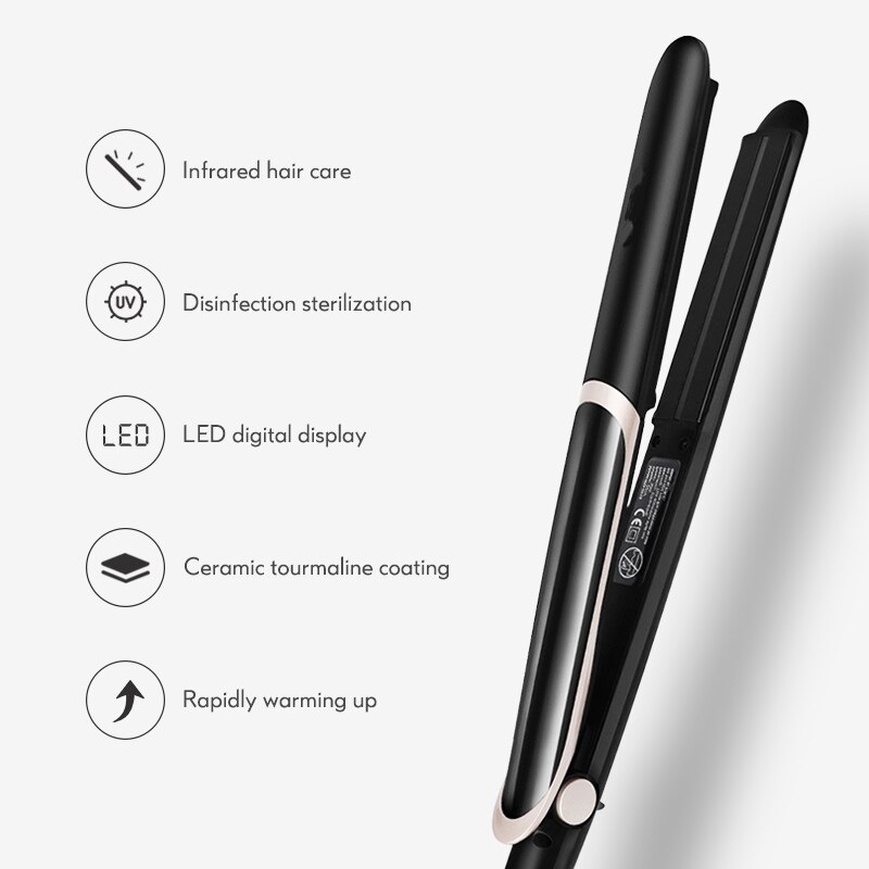 2 in 1 Hair Straightening Irons Ceramic Hair Straightener Negative Ion Hair Straighting Curling Iron LED Display Dry and Wet