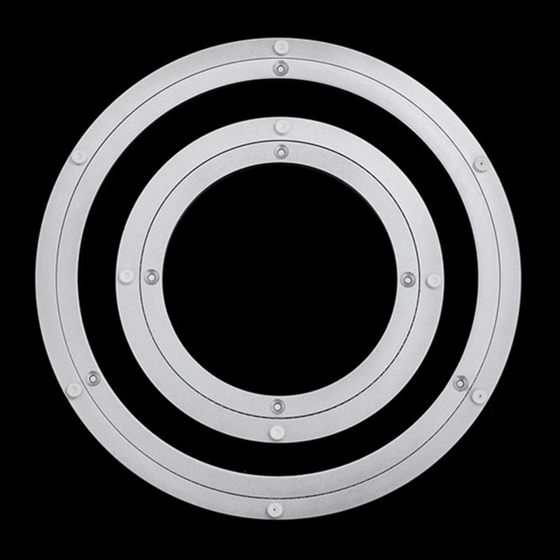 6 størrelser rund form plate plate plate glatt svingplate roterende bord aluminiumslegering roterende lager lat susan plate
