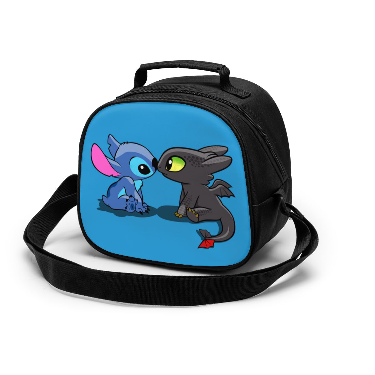 lovely Stitch Canvas Portable Cooler Lunch Bag Thermal Insulated Food Picnic Lunch Box Bag for students Kids children: Black