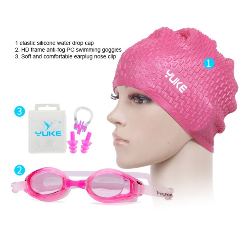 Unisex siliconen waterdichte zwemmutsen zwembril anti-condens uv-bescherming zwembril met oordopjes zwembadhoed