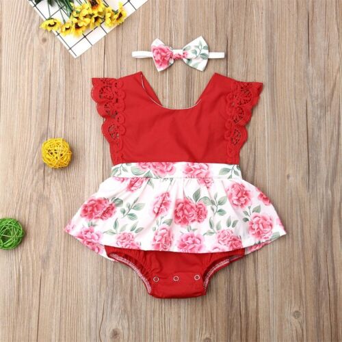 2 stuks babymeisjes bodysuit casual bloemenprint jumpsuit overall kinderkleding zomer bodysuit + hoofdband katoenen meisjes playsuit zonnepak