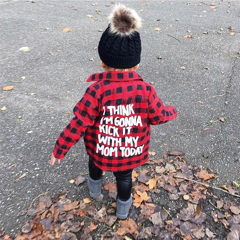 Camisetas estampadas a cuadros para bebé, chico y niña, camiseta de manga larga, ropa para bebé, camisa roja a cuadros, abrigo para bebé