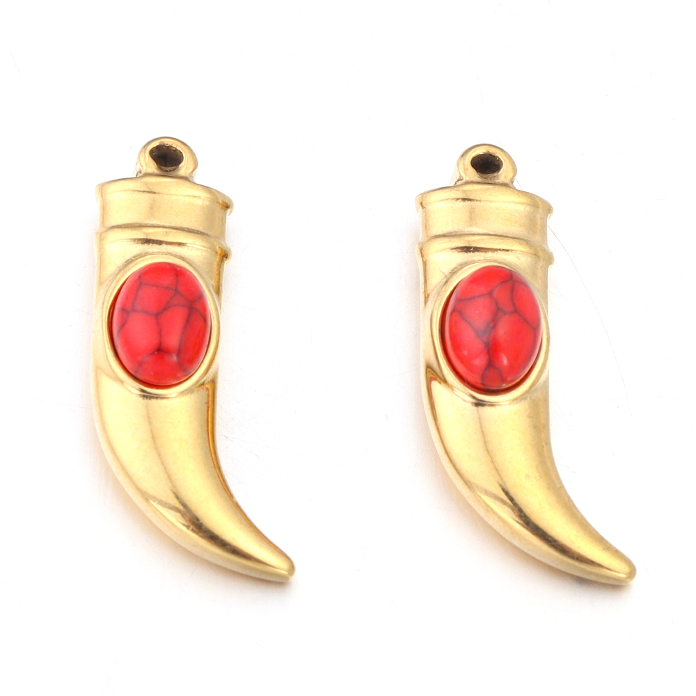 2 stk/parti rustfritt stål naturstein pepper øredobber anheng til diy halskjede smykker laging forsyninger blanding: Grønn