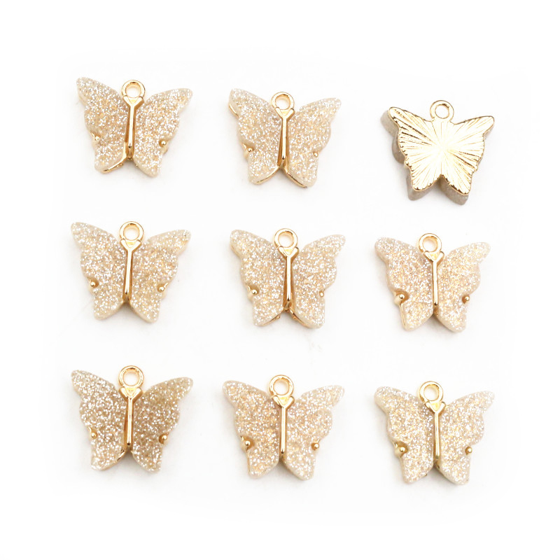 10 Uds. De 14x16mm acrílico mariposa encantos colgante de aleación de Metal para collar pulsera DIY accesorios de fabricación de joyas: Chapado en zinc blanco y azul