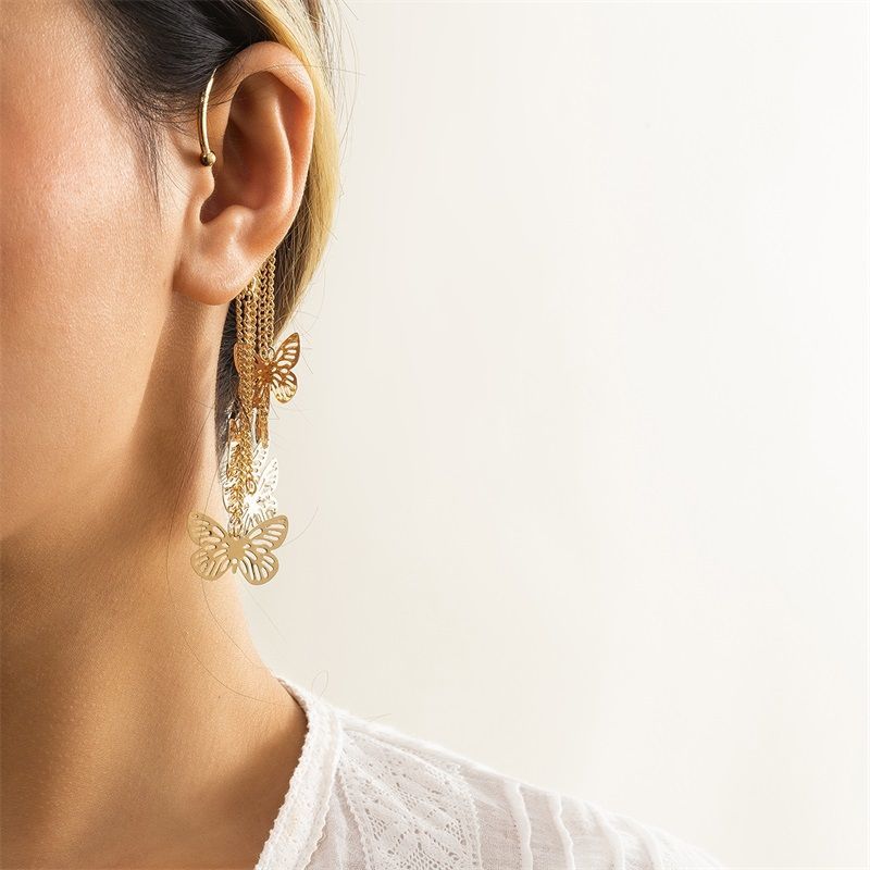 1Pcs Mode Vlinder Kwastje Oorbel Jassen Voor Vrouwen Holle Retro Oorbellen Vrouwelijke Trendy Dangle Oorbellen Sieraden Lange Eardrop