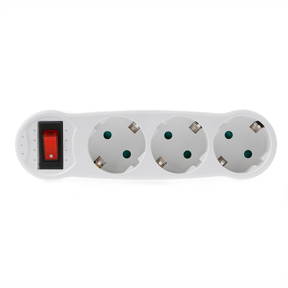 EU Power Adapter Socket - 1 to 3 Way Conversion Plug - 16A - Overload & Surge Protection