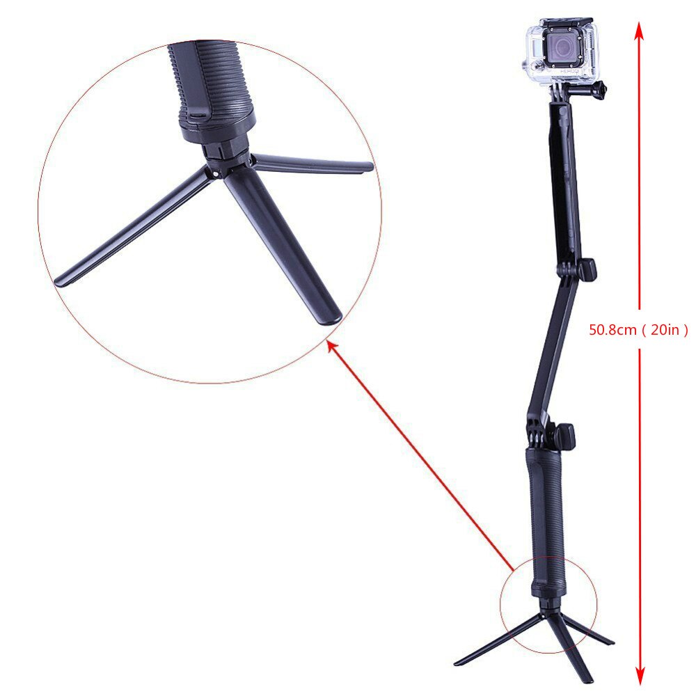 3 Way Grip Waterproof Monopod Selfie Stick Tripod Stand for GoPro Hero 8 7 6 5 Session for Yi 4K Sjcam Eken for Go Pro Accessory