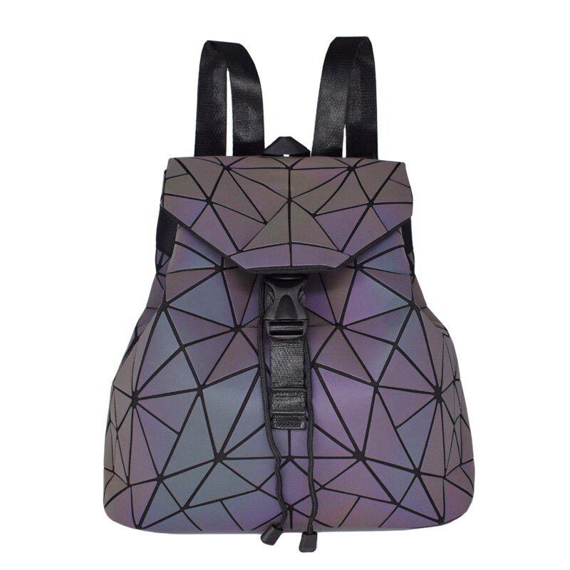 Kvinder rygsæk geometrisk lysende skoletaske til teenagepige crossbody taske til damer rygsække taske sæt kobling og pung: Rygsæk