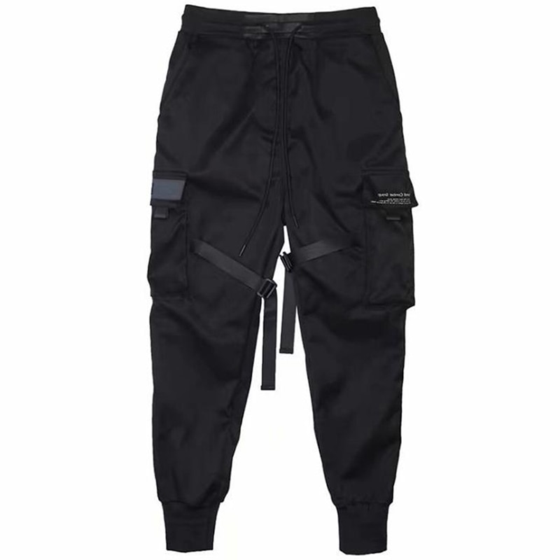 Hip hop drengelommer elastisk talje harembukse mænd streetwear punk afslappet bånd bukser jogger mandlig dans sort bukser