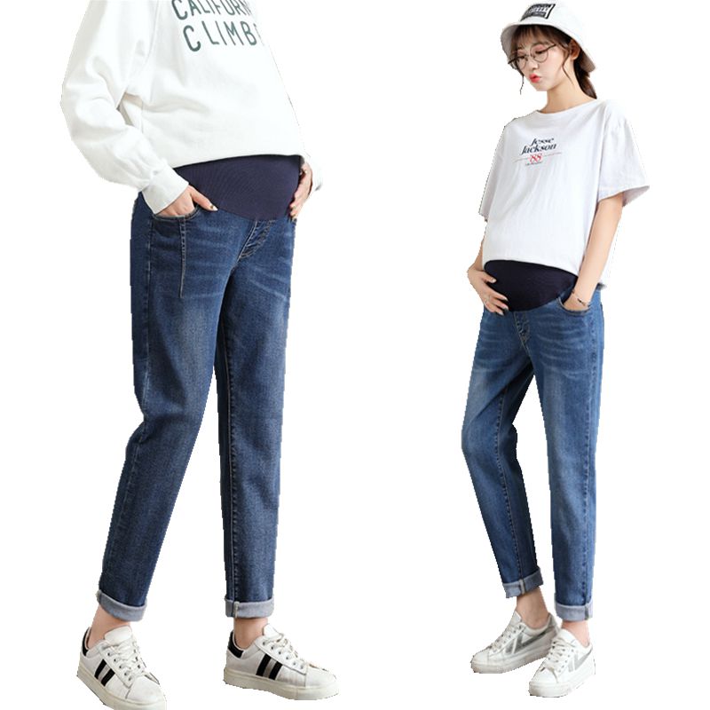 6xl store gravide bukser løse brede ben plus fede gravide kvinder jeans justerbar talje gravid kjole gravid tøj