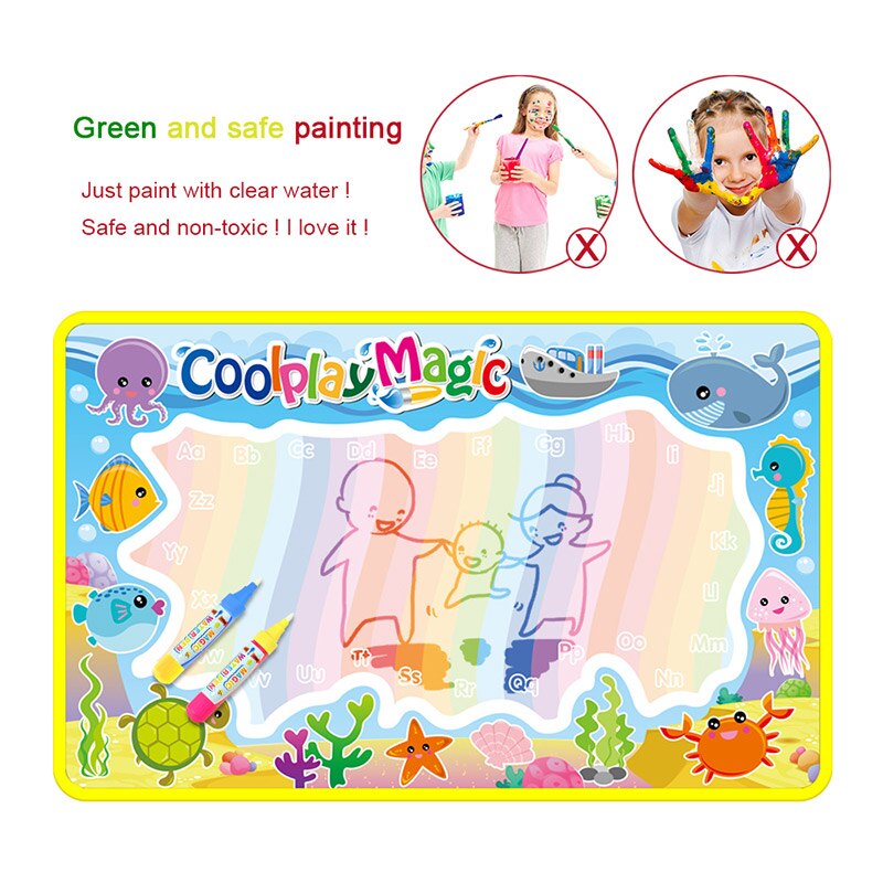 Magisk vannmaling tegnematte &amp; 2 penner doodle board fargebøker for barn barn pedagogiske leker