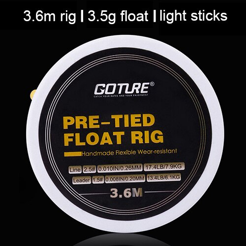 Goture Fishing Float +Pre-tied Fishing Rig with Main Line/Leader/Hooks+Chemical Night Light Stick Accessories For Carp Fishing: 3.6m fishing set