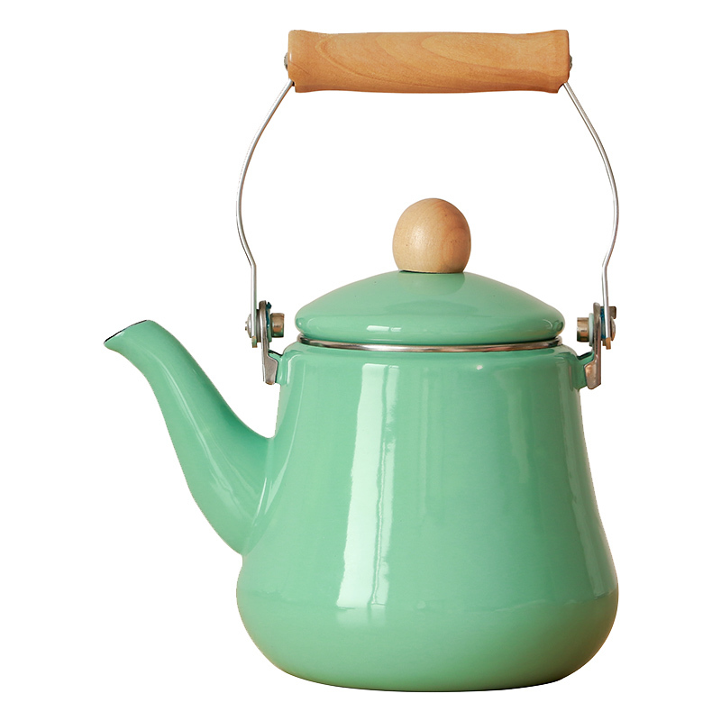 Japansk stil porcelæn emalje te kedel træ hanlde tekande kold gryde tekande gas induktion komfur vandkande 1.5l