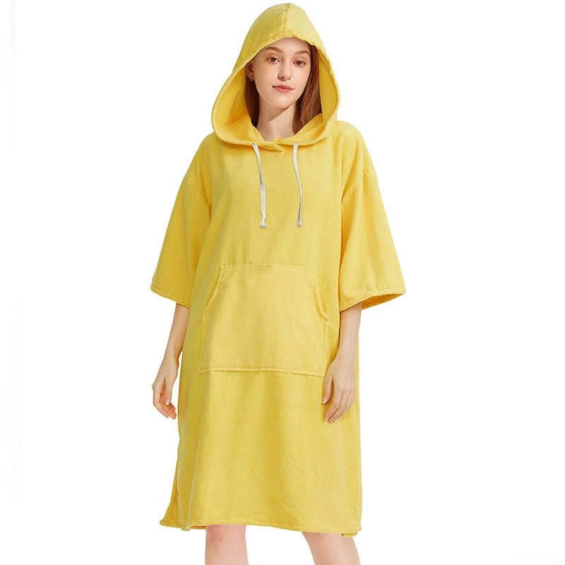 Microvezel handdoek met capuchon voor volwassenen, geschikt voor zwemmen, strand, reizen, sneldrogende omkleedjas, cape, badhanddoek, badjas, surfponcho, sauna: Ivoor