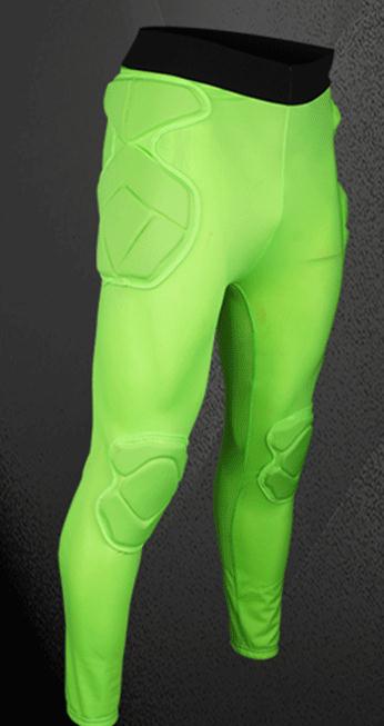 Men Soccer Goalkeeper Pant EVA Sponge Slim Skinny Football Goal Keeper Goalie Sports Training Leggings Pants: Green / L