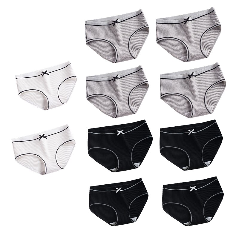 10Pcs/Lot Girls Cotton Underwear Cute Knot Soft Breathable Young Panties Solid Briefs Children Clothes