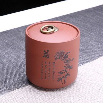 Ceramic Tea Canister Tea Pot Ceramic Yixing Zisha Pu'er Tea Jar Chinese Style Restoring Ancient Ways Porcelain Can Easy To Carry: ziniju